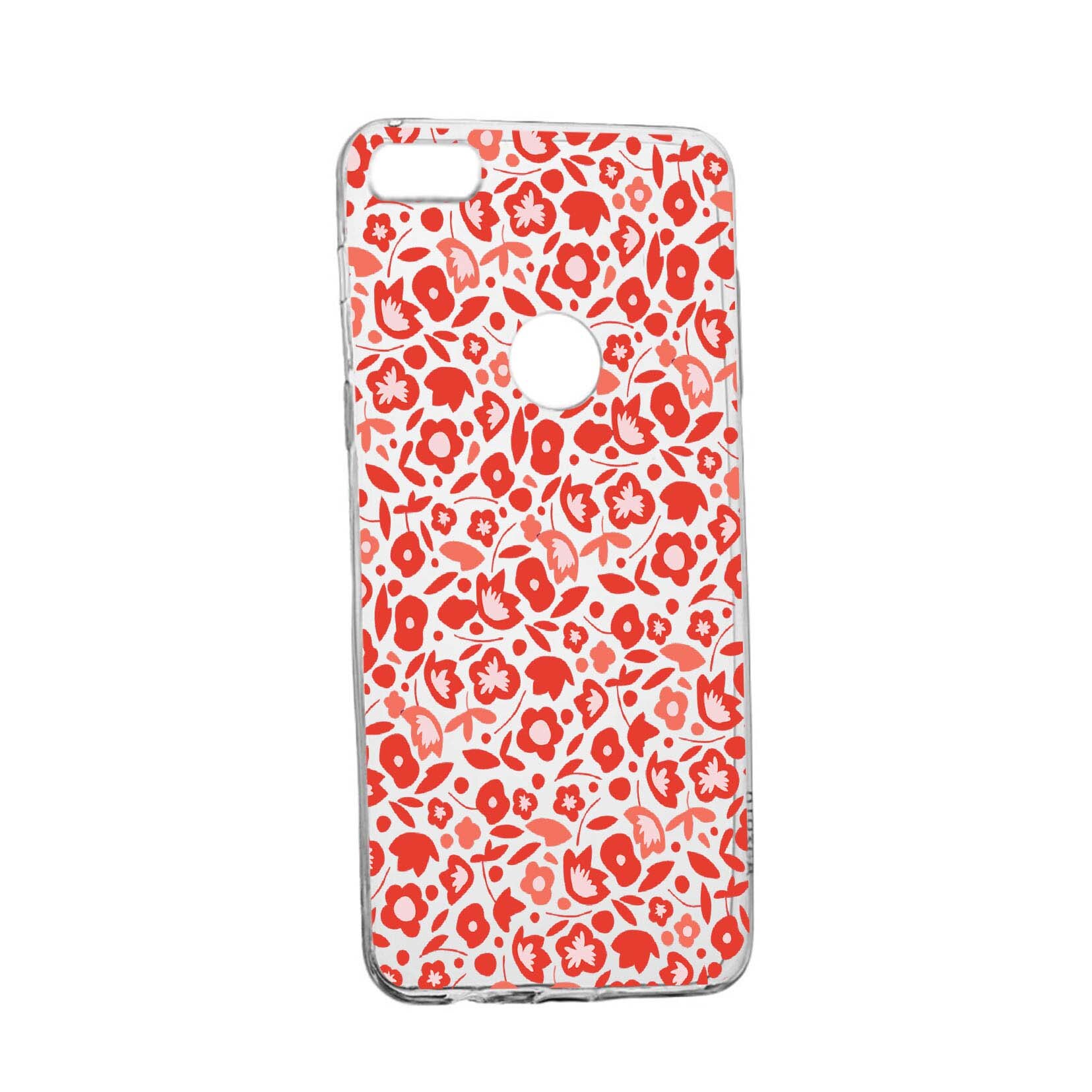 Husa Red Floweres Pattern, pentru Huawei P9 Lite Mini / Y6 pro 2017, rezistenta la uzura, anti-alunecare, din silicon Premium, 631