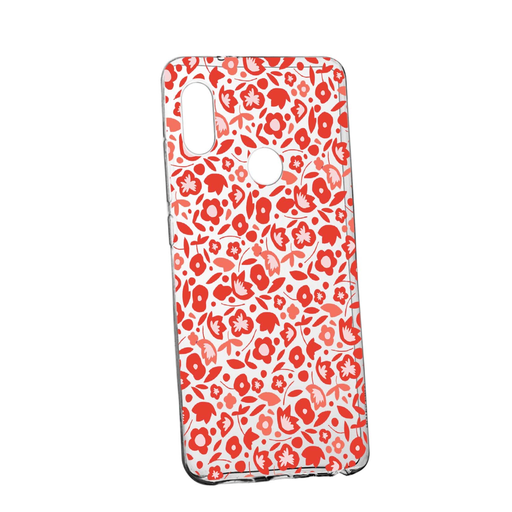 Husa Red Floweres Pattern, pentru Xiaomi Redmi Note 5 Pro / Note 5 Dual Camera, rezistenta la uzura, anti-alunecare, din silicon Premium, 631
