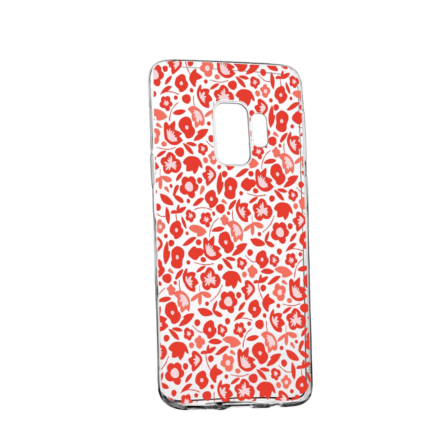 Husa Red Floweres Pattern, pentru Samsung Galaxy J4 2018, rezistenta la uzura, anti-alunecare, din silicon Premium, 631