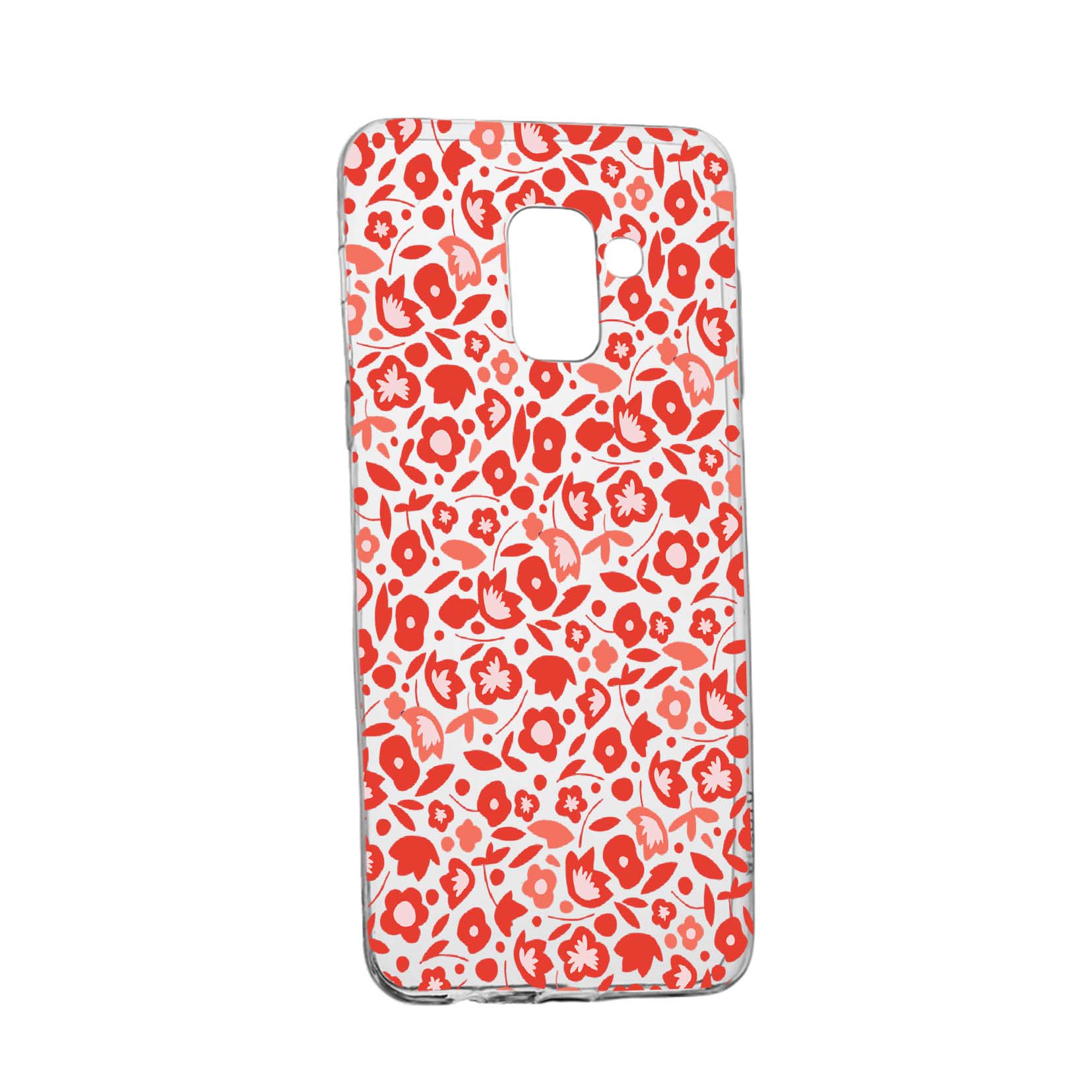 Husa Red Floweres Pattern, pentru Samsung Galaxy A8 2018 Plus, rezistenta la uzura, anti-alunecare, din silicon Premium, 631