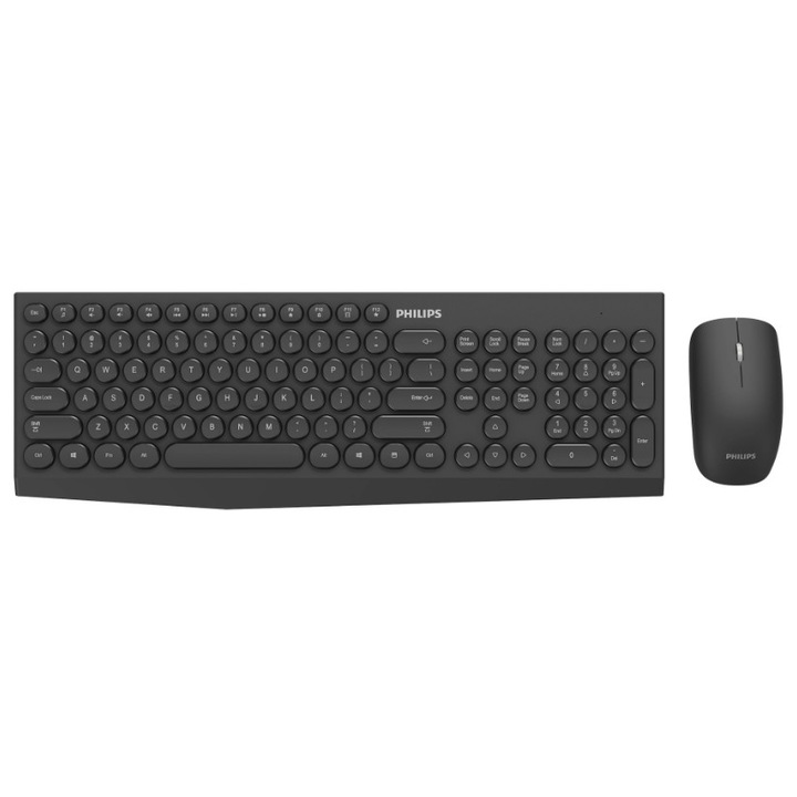 Комплект Клавиатура + Мишка Philips C323 , Wireless, Кръгли бутони, Black