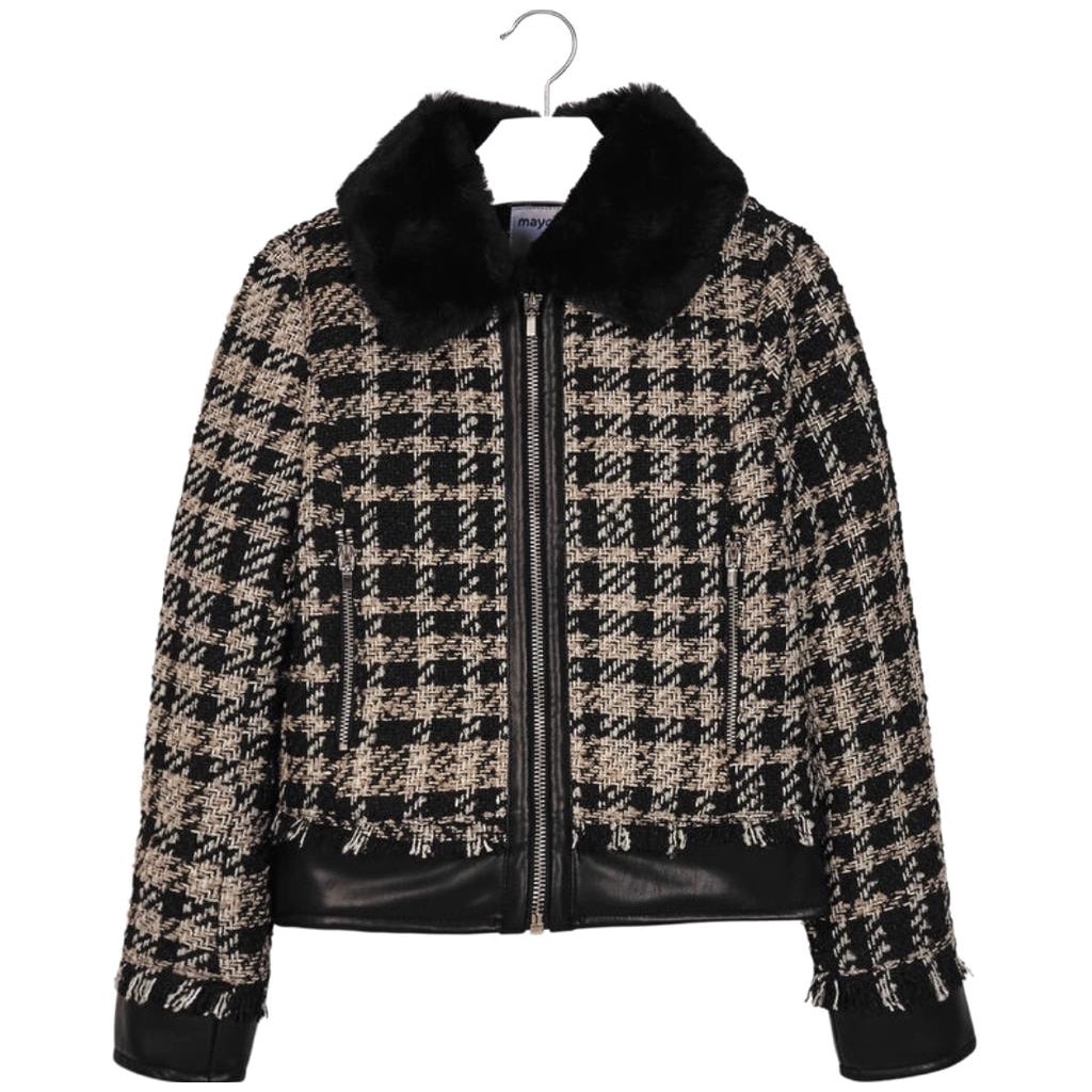 Geaca fetite, in carouri, negru, Mayoral