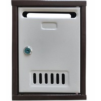 Cutie postala din otel vopsit maro/crem, dimensiune 260 x 195 x 75 mm