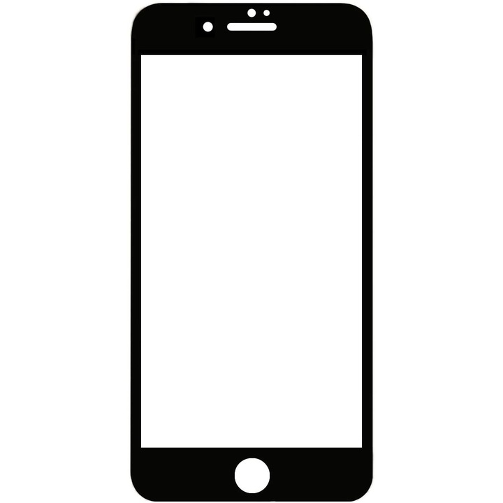 PlanetPhone, Képernyővédő üvegfólia, iPhone 7 / iPhone 8 telefonhoz, teljes képernyős, teljes felületen ragasztós, fekete