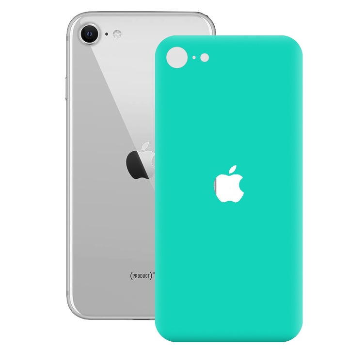 iPhone SE 2 bőr hátfólia, SILKASE Camo, türkiz színű