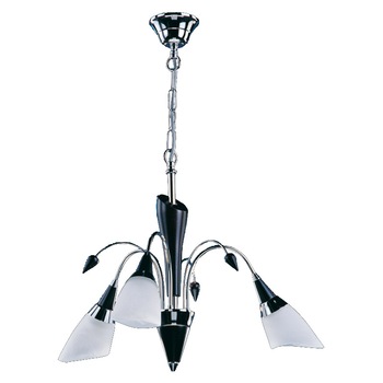 Lustra BUSSY LIGHTING 7001 Pegasus cu 3 brate, 3xE14, diametru 45cm, Inaltime 75cm, lemn venge , metal finisaj crom / sticla alb Lustra BUSSY LIGHTING 7001 Pegasus cu 3 brate, 3xE14, diametru 45cm, Inaltime 75cm, lemn venge , metal finisaj crom / sticla alb