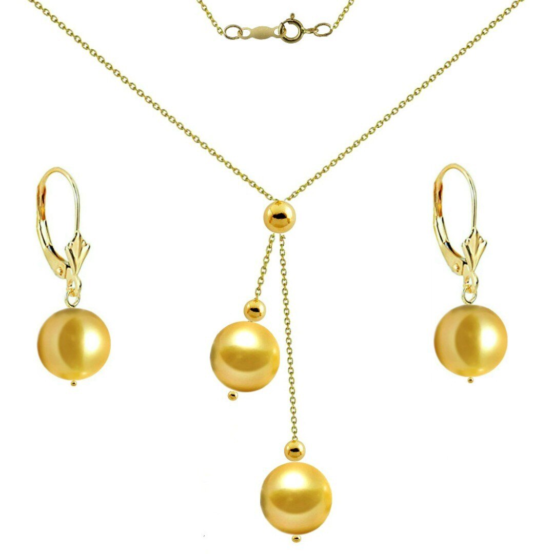 Set Fantasy Akoya Gold Perle Naturale Rare, Akoya si Aur de 14 karate