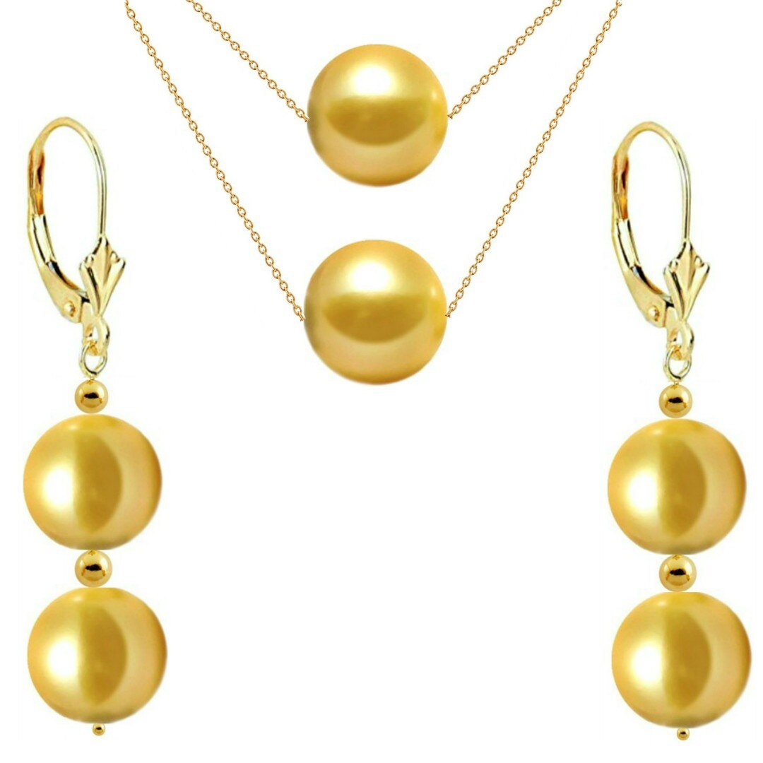 Set Duo Akoya Gold din Perle Naturale Rare Akoya si Aur de 14 karate