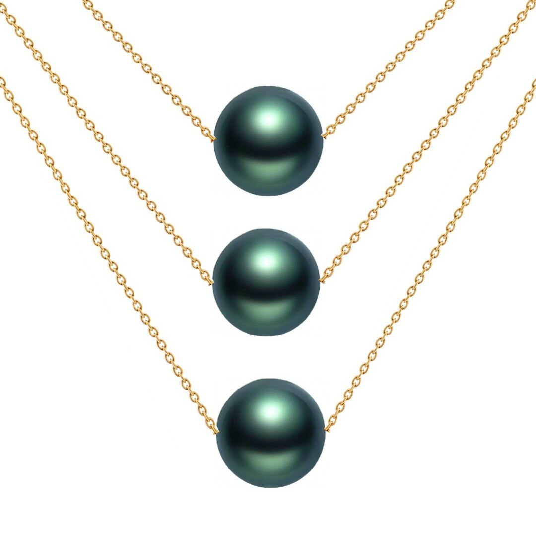 Colier Trio Exotic Green din Perle Naturale Rare, Akoya si Aur de 14 karate