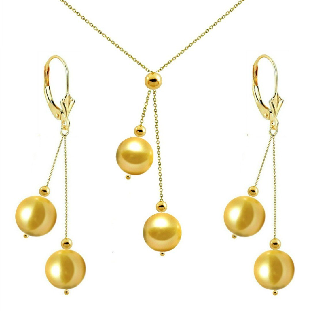 Set Fantasy Akoya Gold cu Perle Naturale Rare, Akoya si Aur de 14 karate