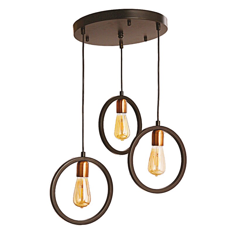 Lustra BUSSY LIGHTING Loft Desing 7308 cu 3 brate, 3xE27, diametru 35cm, inaltime 70cm reglabil, metal, negru
