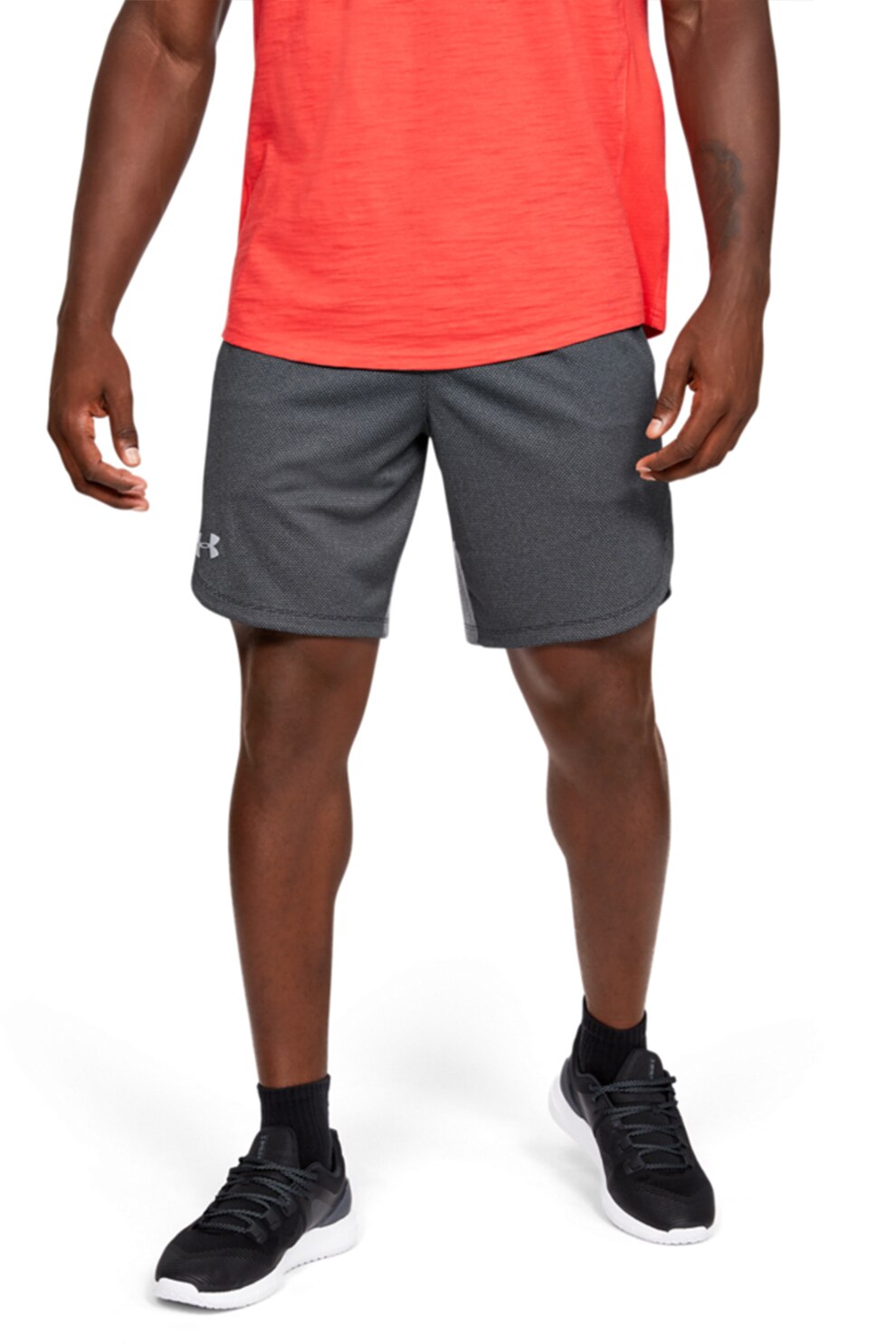 Under Armour, Pantaloni scurti cu snur interior pentru antrenament Knit Performance, Gri melange