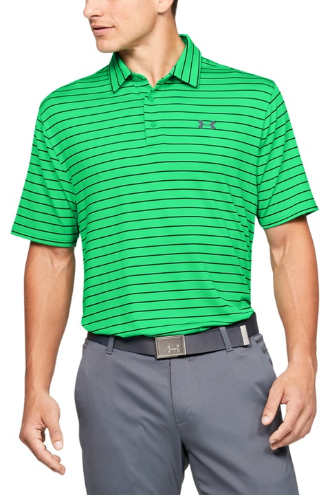 Under Armour, Tricou polo cu model pentru golf Playoff, Verde/Negru/Gri