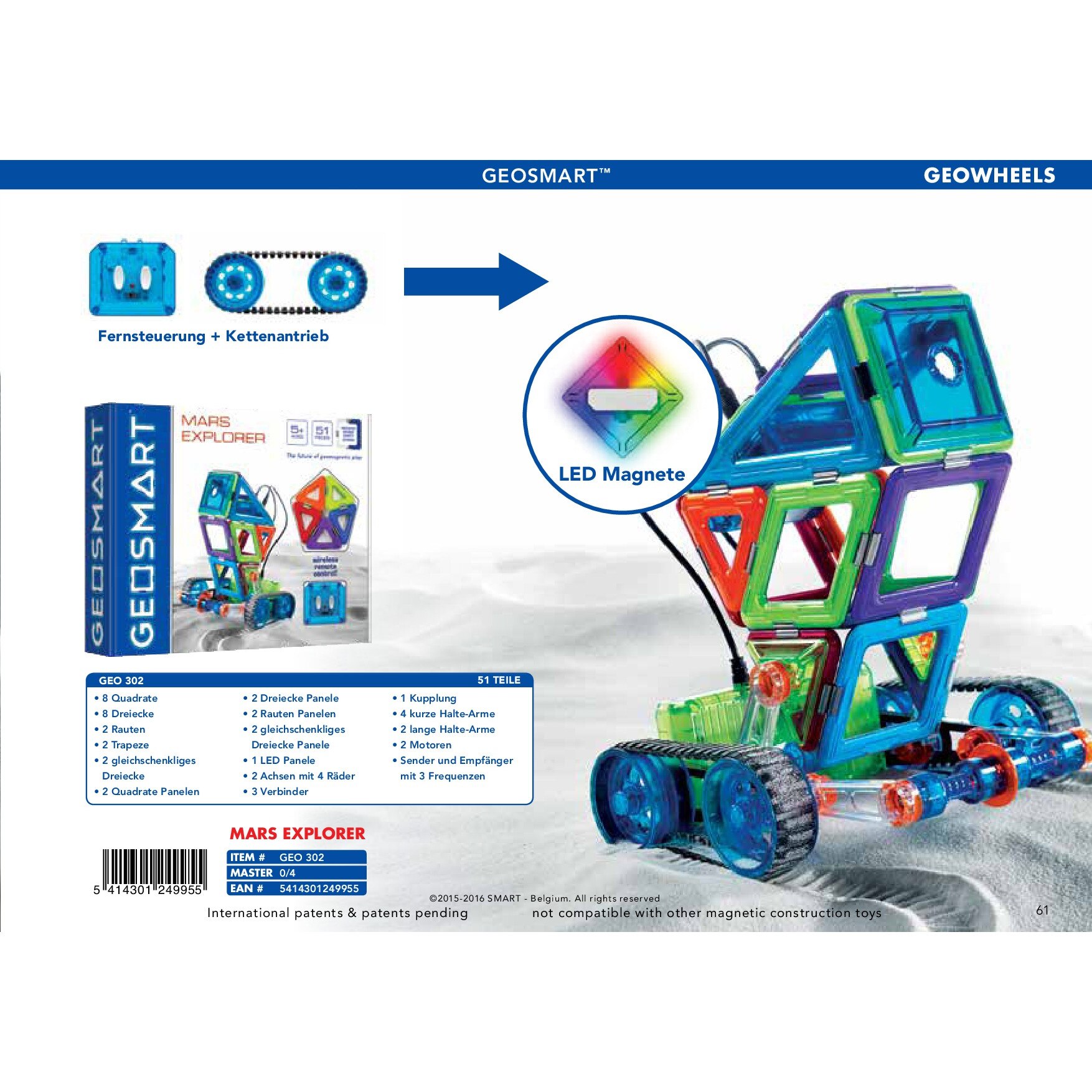 Joc Magnetic, Geosmart, Geowheels - Set Mars Explorer (51 piese) - eMAG.ro