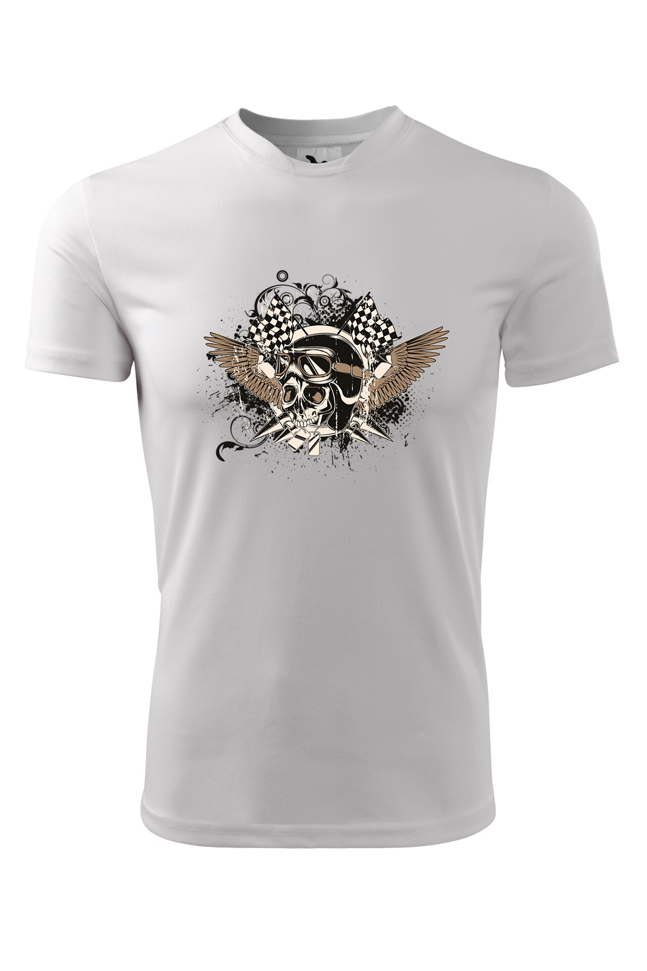 Tricou personalizat, Craniu Pilot, Adler, Alb