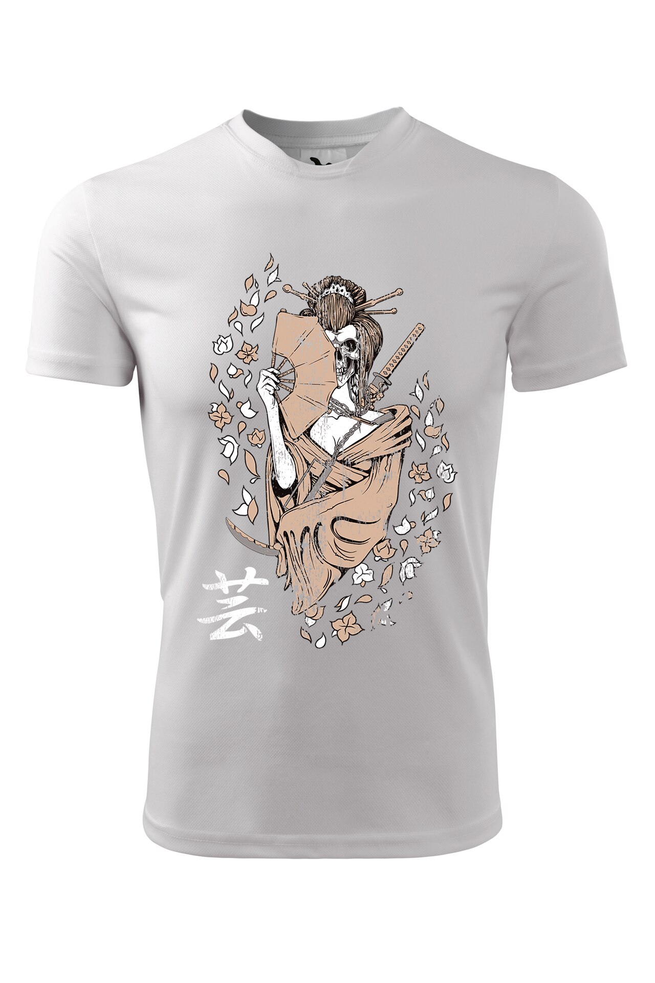 Tricou personalizat, Craniu Geisha, Adler, Alb