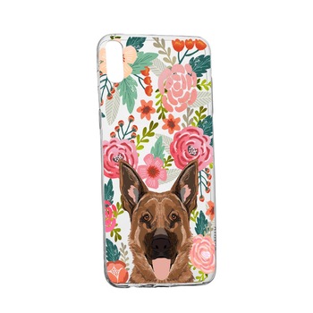 Husa Dog and Flowers, pentru Apple iPhone X / XS, rezistenta la uzura, anti-alunecare, din silicon Premium, 636 Husa Dog and Flowers, pentru Apple iPhone X / XS, rezistenta la uzura, anti-alunecare, din silicon Premium, 636