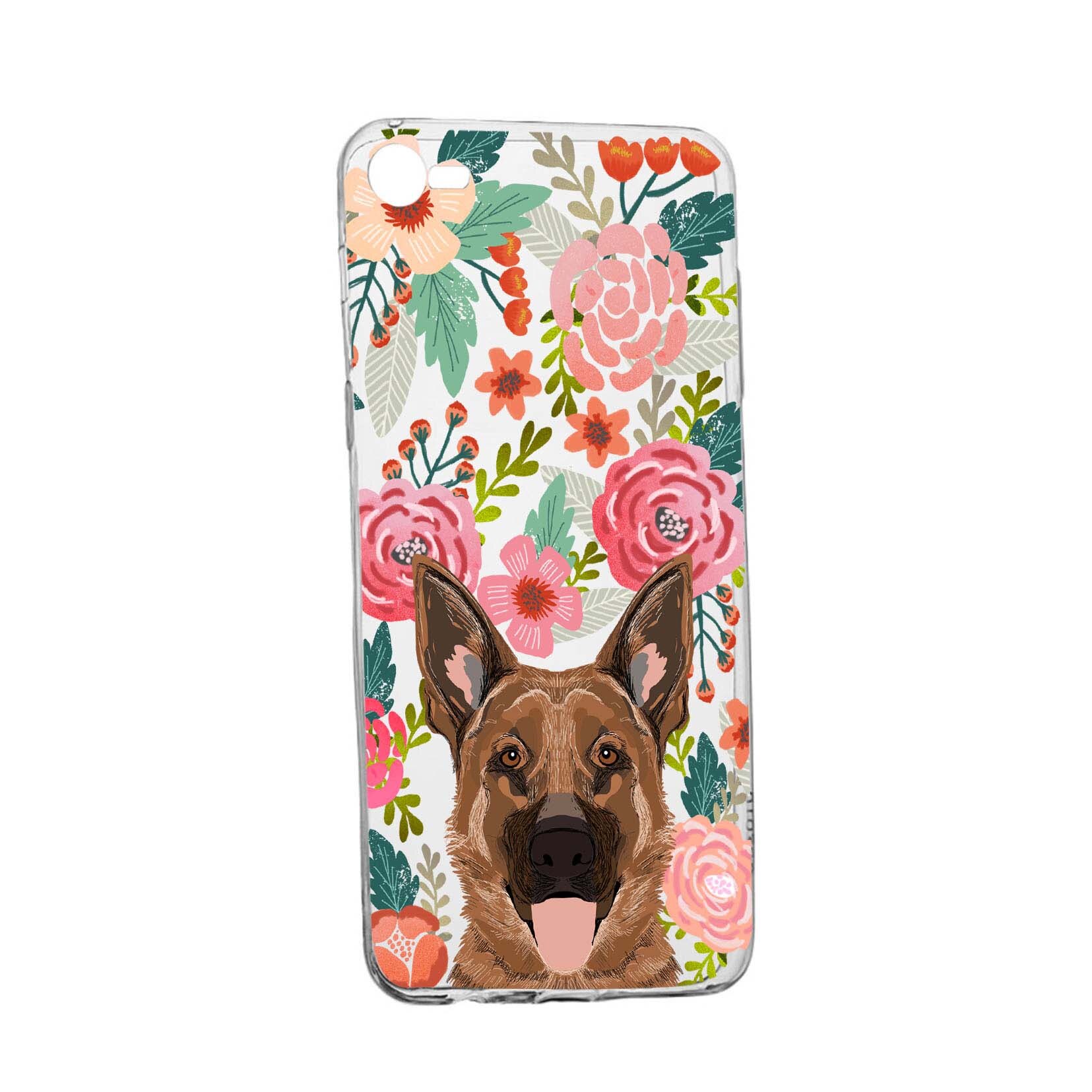 Husa Dog and Flowers, pentru Apple iPhone 7 / 8, rezistenta la uzura, anti-alunecare, din silicon Premium, 636