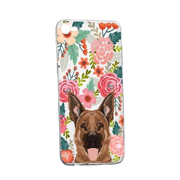 Husa Dog and Flowers, pentru HTC Desire 12, rezistenta la uzura, anti-alunecare, din silicon Premium, 636 Husa Dog and Flowers, pentru HTC Desire 12, rezistenta la uzura, anti-alunecare, din silicon Premium, 636
