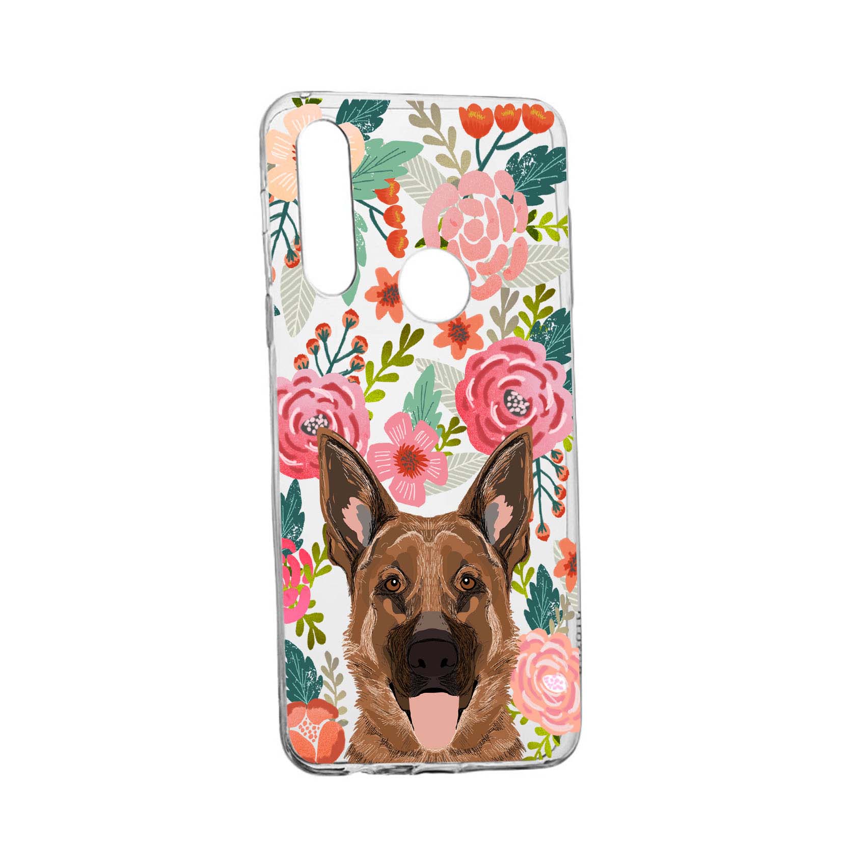 Husa Dog and Flowers, pentru Huawei P30 Lite, rezistenta la uzura, anti-alunecare, din silicon Premium, 636