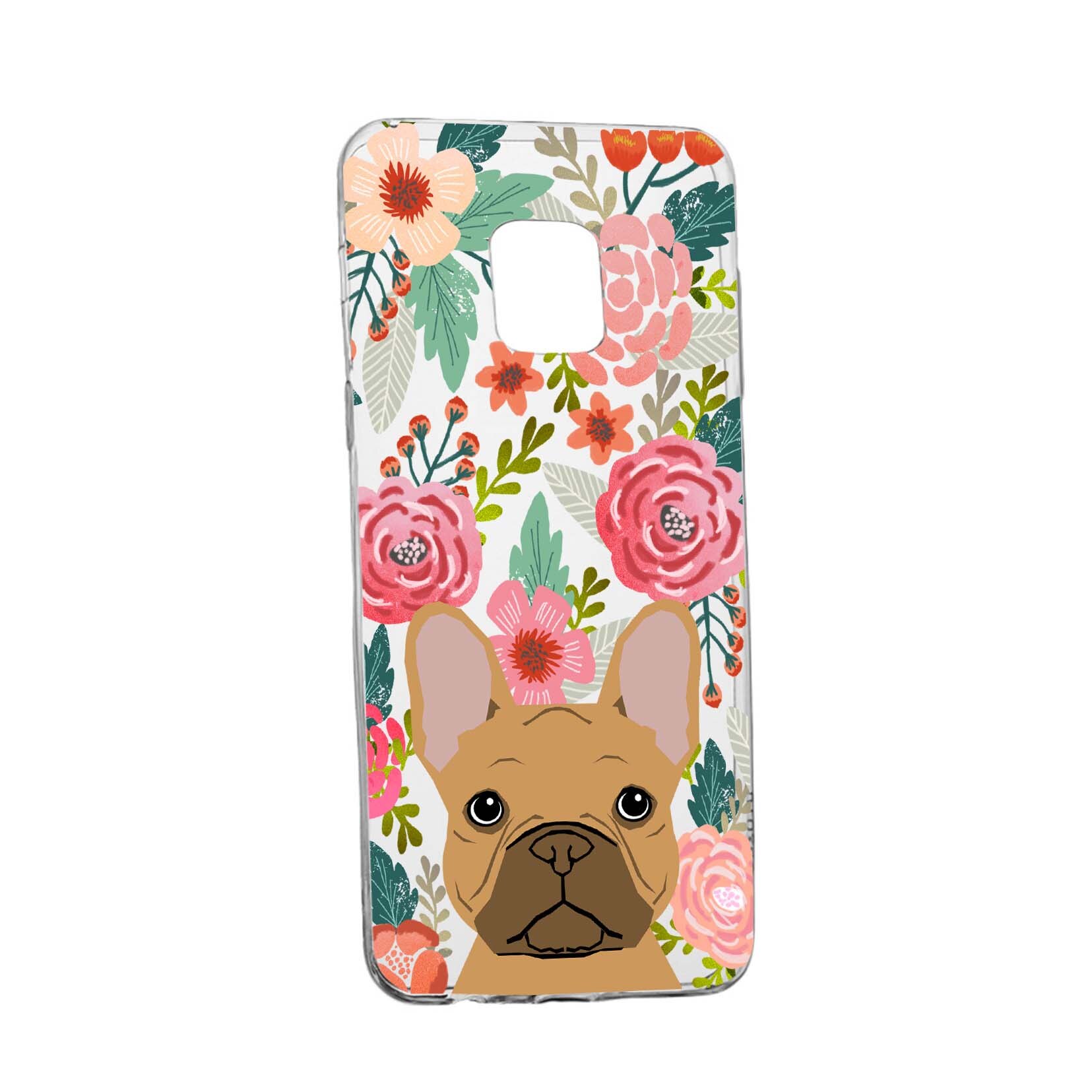 Husa Dog and Flowers, pentru Huawei Mate 20 Pro, rezistenta la uzura, anti-alunecare, din silicon Premium, 637