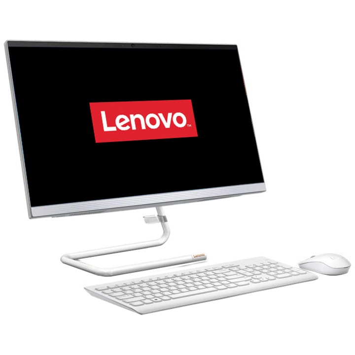 Lenovo IdeaCentre A340-24ICK All-in-One PC Intel® Core™ i5-9400T processzorral, max. 3.40 GHz, Coffee Lake, 23.8", Full HD, 4GB DDR4, DVD-RW, 128GB SSD M.2 2242 NVMe + 1TB HDD, Intel UHD Graphics 630, Free DOS, Foggy White, Egér+Billentyűzet (INT)