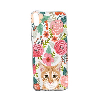 Husa Cat and Flowers, pentru Xiaomi Redmi 7A, rezistenta la uzura, anti-alunecare, din silicon Premium, 638 Husa Cat and Flowers, pentru Xiaomi Redmi 7A, rezistenta la uzura, anti-alunecare, din silicon Premium, 638