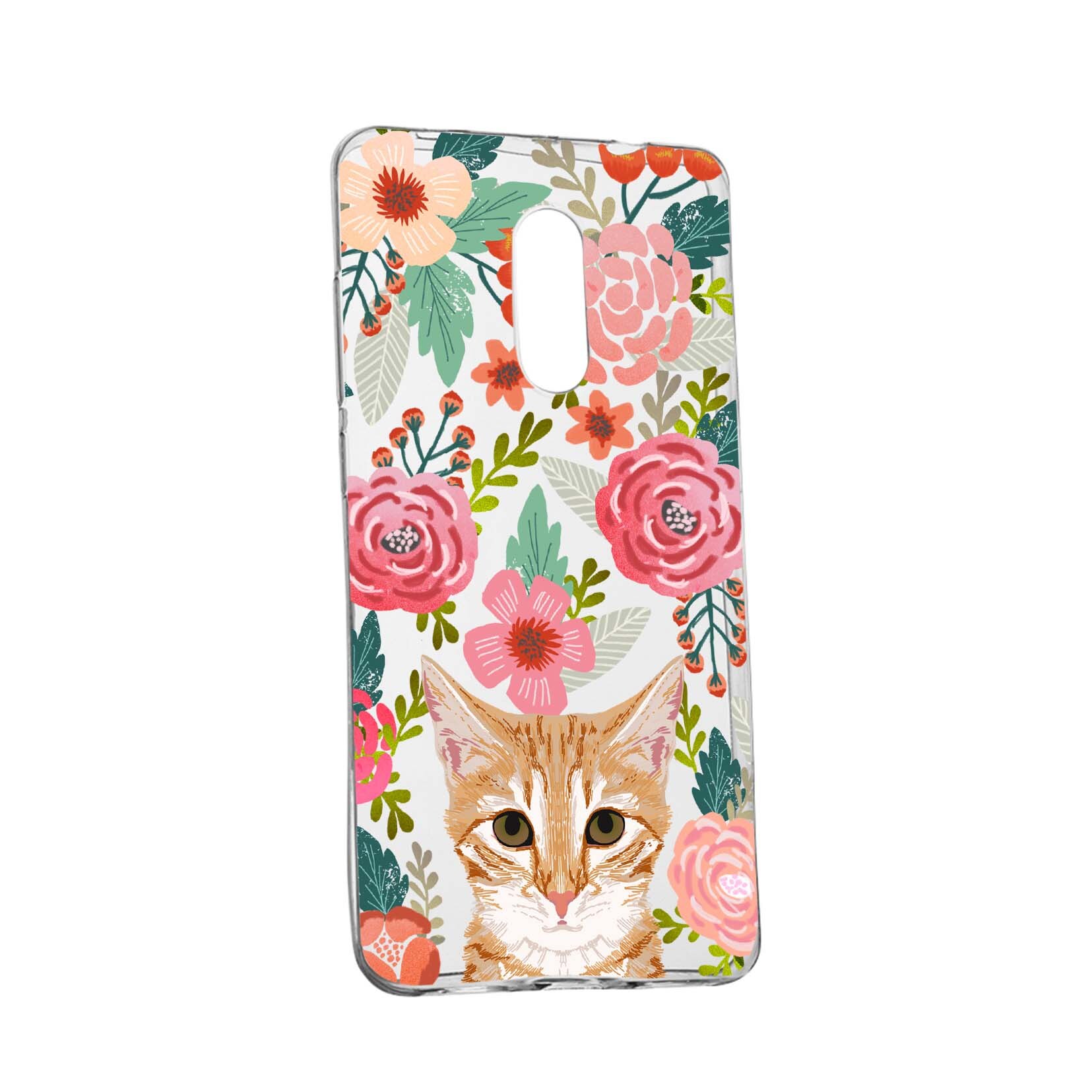 Husa Cat and Flowers, pentru Nokia 7, rezistenta la uzura, anti-alunecare, din silicon Premium, 638