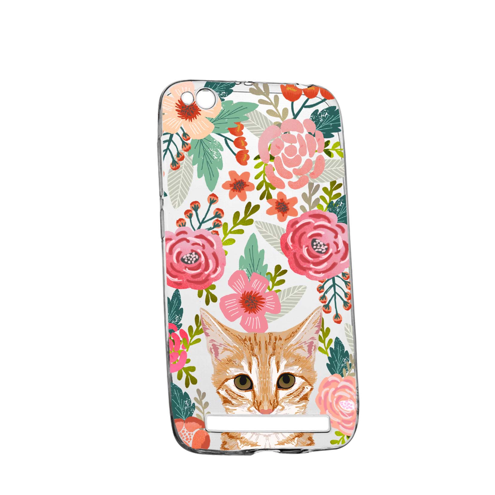 Husa Cat and Flowers, pentru Xiaomi Redmi 4A, rezistenta la uzura, anti-alunecare, din silicon Premium, 638