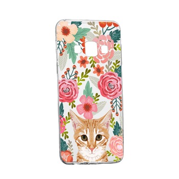 Husa Cat and Flowers, pentru Samsung Galaxy A3, rezistenta la uzura, anti-alunecare, din silicon Premium, 638 Husa Cat and Flowers, pentru Samsung Galaxy A3, rezistenta la uzura, anti-alunecare, din silicon Premium, 638