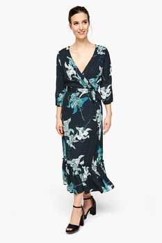 s.Oliver, Rochie midi cu imprimeu floral, bleumarin inchis, alb s.Oliver, Rochie midi cu imprimeu floral, bleumarin inchis, alb