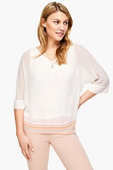 s.Oliver, Bluza vaporoasa cu maneci 3/4, Alb/Roz, XS s.Oliver, Bluza vaporoasa cu maneci 3/4, Alb/Roz, XS