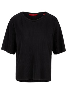 s.Oliver, Tricou cu aspect striat, Negru, S s.Oliver, Tricou cu aspect striat, Negru, S