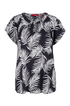 s.Oliver, Bluza cu maneca scurta si snur de ajustare, Bleumarin/Alb optic s.Oliver, Bluza cu maneca scurta si snur de ajustare, Bleumarin/Alb optic