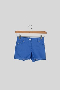 United Colors of Benetton, Pantaloni de scurti de denim cu terminatie franjurata, Albastru inchis United Colors of Benetton, Pantaloni de scurti de denim cu terminatie franjurata, Albastru inchis