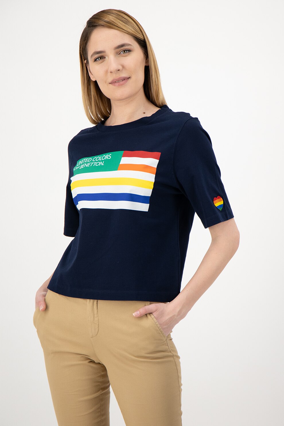 United Colors of Benetton, Tricou cu logo, Bleumarin, XL -