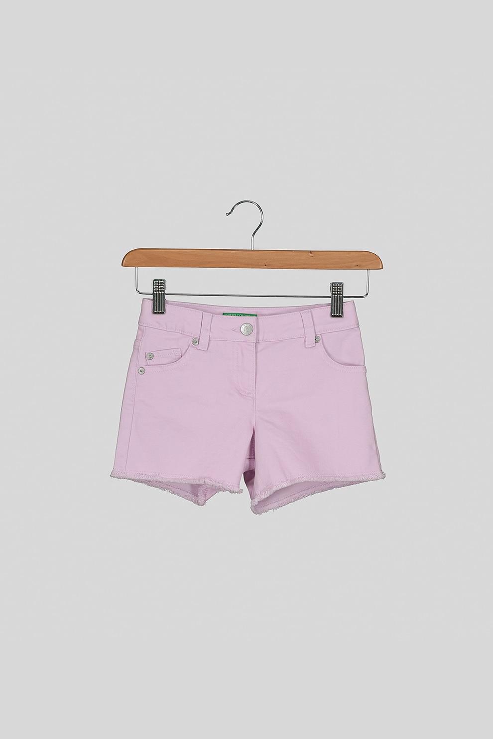 United Colors of Benetton, Pantaloni de scurti de denim cu terminatie franjurata, Liliac
