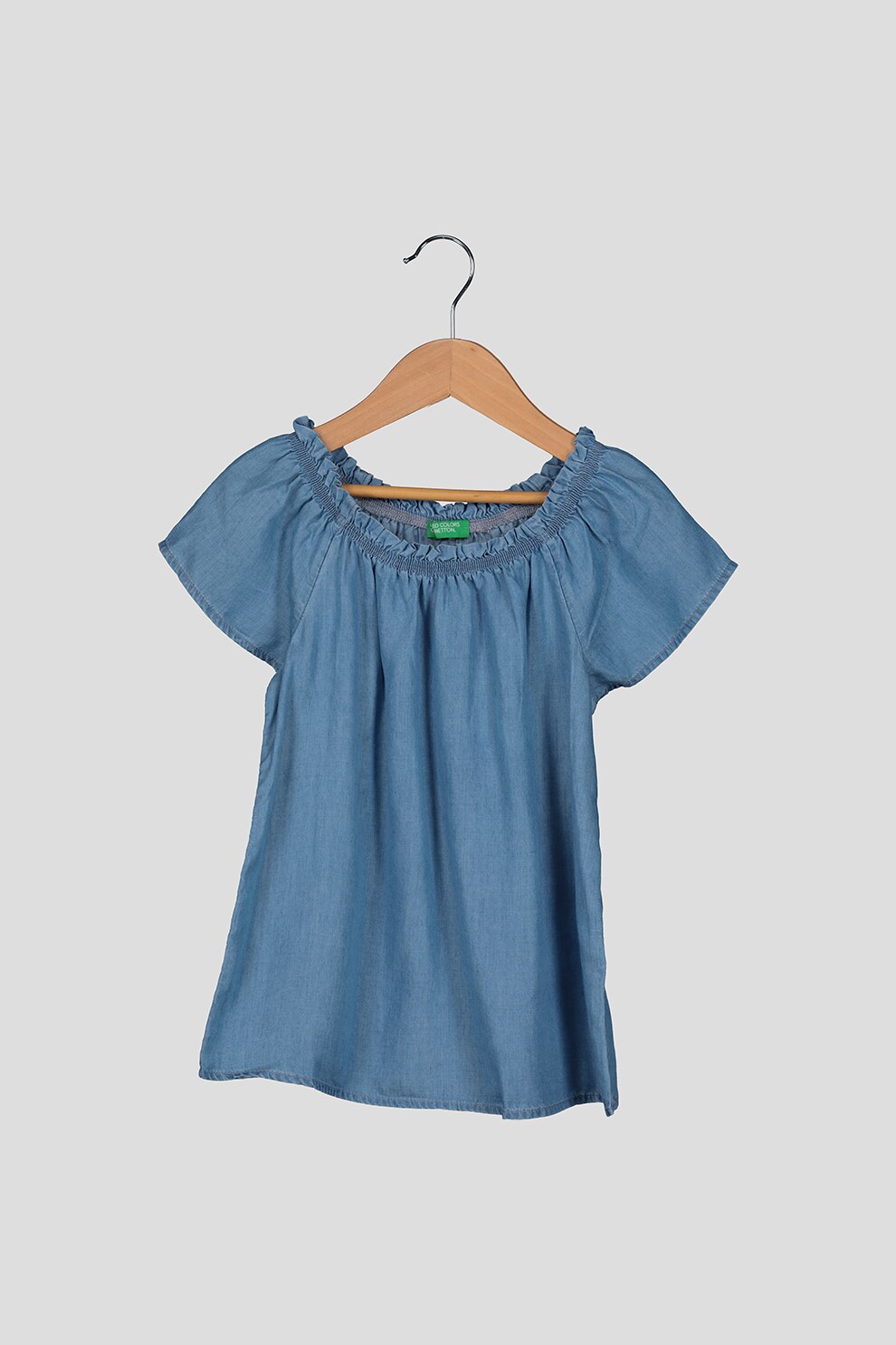 United Colors of Benetton, Bluza din lyocell cu maneci scurte, Albastru prafuit, 82 CM
