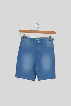 United Colors of Benetton, Pantaloni de scurti de denim cu aspect decolorat, Albastru, 120 CM United Colors of Benetton, Pantaloni de scurti de denim cu aspect decolorat, Albastru, 120 CM