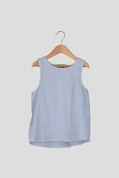 United Colors of Benetton, Bluza in dungi, fara maneci, Alb/Albastru United Colors of Benetton, Bluza in dungi, fara maneci, Alb/Albastru