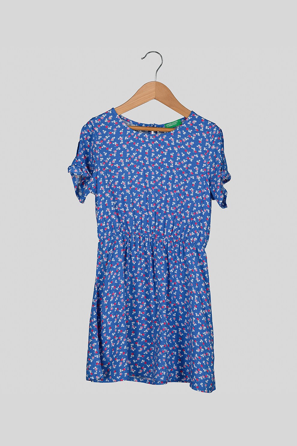 United Colors of Benetton, Rochie lejera cu imprimeu floral, Albastru inchis/Alb/Roz, 82 CM