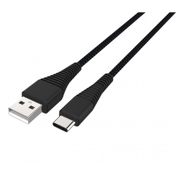 Cablu USB-C tata - USB 2.0 tata 1.2m Negru , rezistent la indoiri PRIME WELL Cablu USB-C tata - USB 2.0 tata 1.2m Negru , rezistent la indoiri PRIME WELL