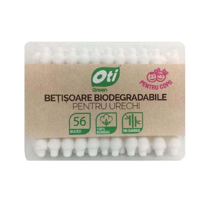 Set 56 Betisoare Urechi OTI pentru Copii, Bumbac Natural, Culoare Alba, Articole Igiena Corporala