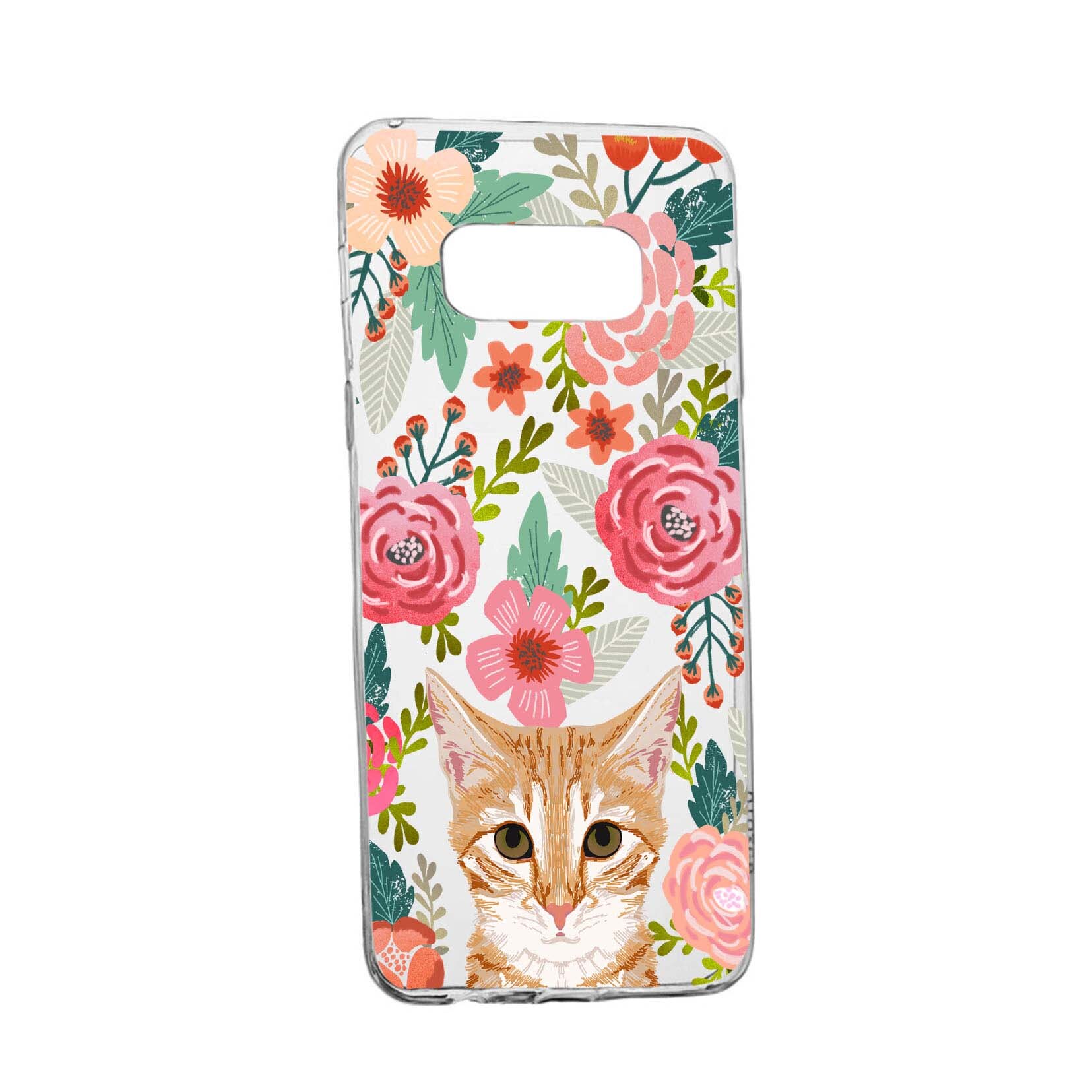 Husa Cat and Flowers, pentru Samsung Galaxy S8 Plus, rezistenta la uzura, anti-alunecare, din silicon Premium, 638