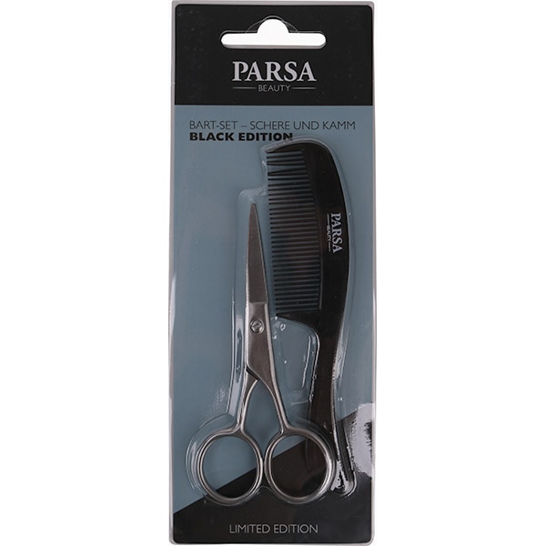 Set pentru barba Parsa Black Edition: Foarfeca+Pieptane