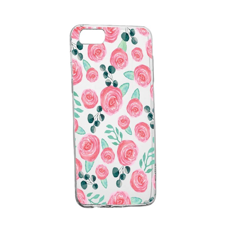Husa Rose Pattern, pentru Apple iPhone 7 Plus / 8 Plus, rezistenta la uzura, anti-alunecare, din silicon Premium, 640