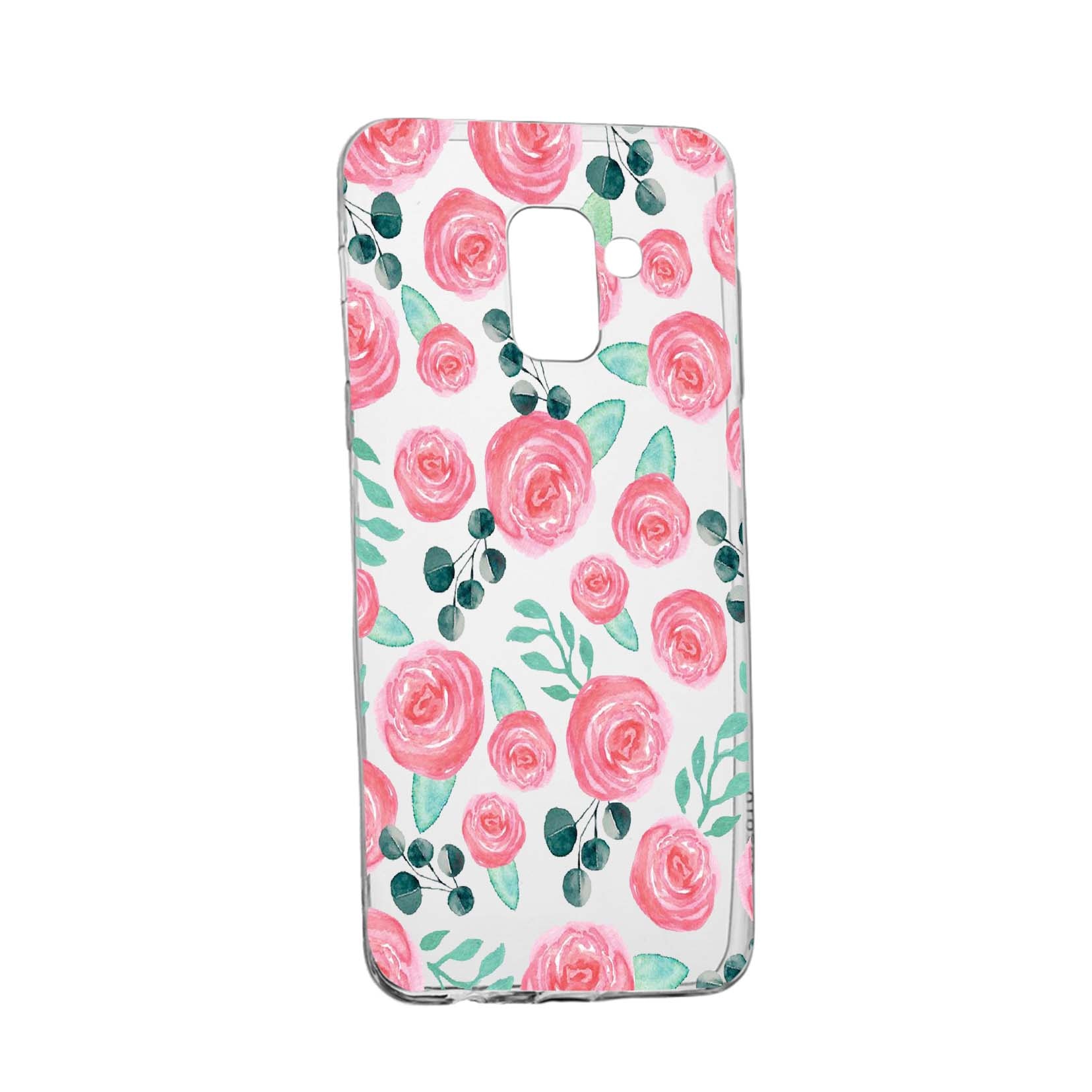 Husa Rose Pattern, pentru Samsung Galaxy A6 2018, rezistenta la uzura, anti-alunecare, din silicon Premium, 640