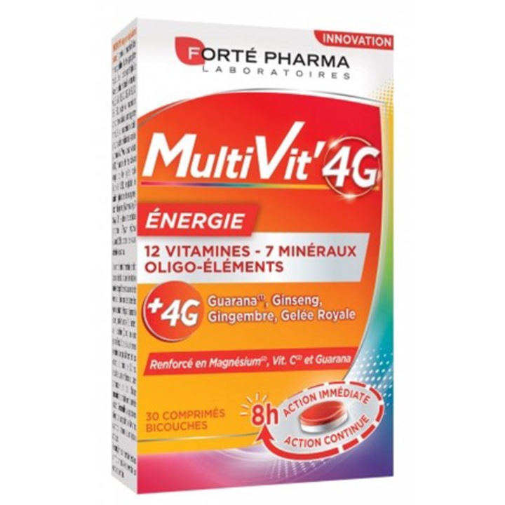 Хранителна добавка MultiVit 4G Energy Fortepharma, 30 табл
