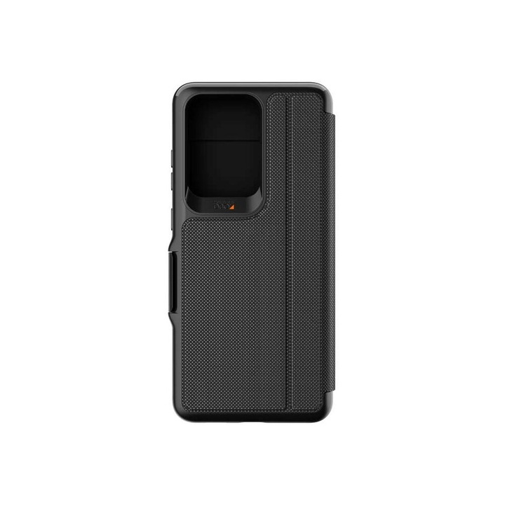 Husa Carte Gear4 D3O® Oxford Eco pentru Samsung Galaxy S20 Ultra (6.9"), Functie Stand, Negru