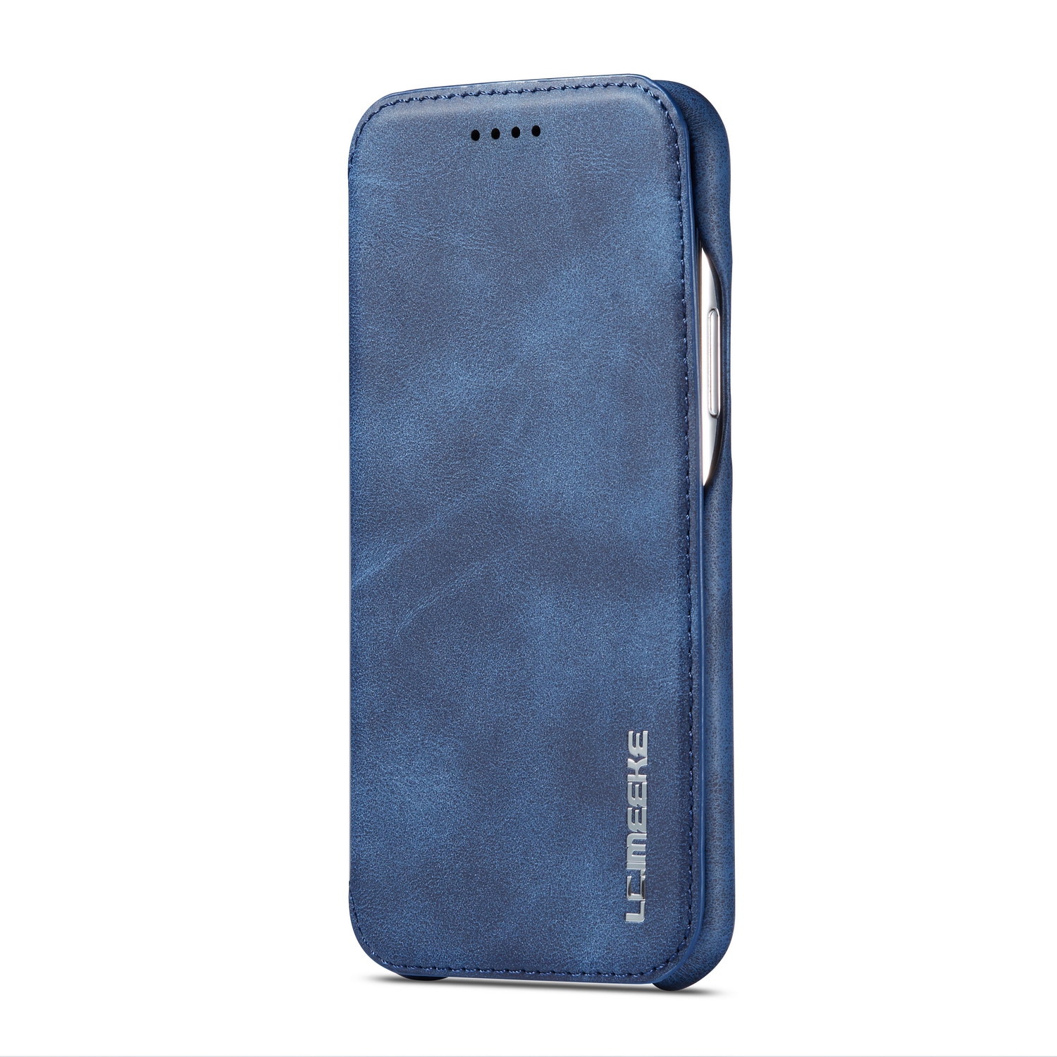 Husa iPhone 11 Pro, CaseMe, slim piele, stand, inchidere magnetica, textura fina, Albastru inchis